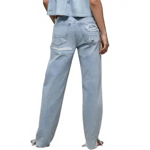 AE Strigid Low-Rise Baggy Straight Jean American Eagle NWT Light Repair 00S thumbnail 2