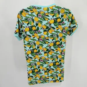 Vera Bradley Pajama Shirt Womens S Blue Yellow Lemon Grove Ribbed Cotton Tee NEW thumbnail 2