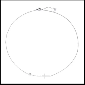 Delicate Petite Cross Necklace Silver thumbnail 2