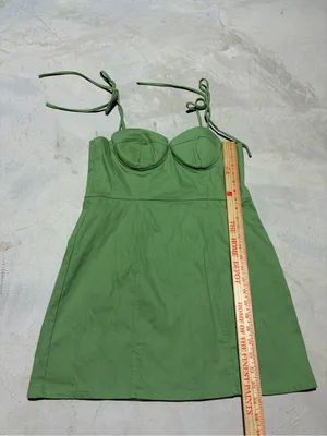 Majorelle Green Kami Tie-Shoulder Mini Dress large thumbnail 3
