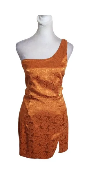 Lucy in the Sky Orange One Shoulder Mini Dress Size Small thumbnail 1