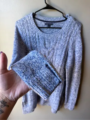 Tommy Hilfiger Blue Cable Knit Marled Sweater Size M thumbnail 3