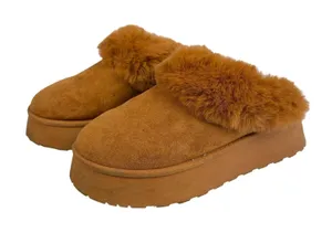Streetwear Society Brown‎ Faux Fur Platform Slides Mules Slippers Womens 6 Chunky Cozy Retro thumbnail 1