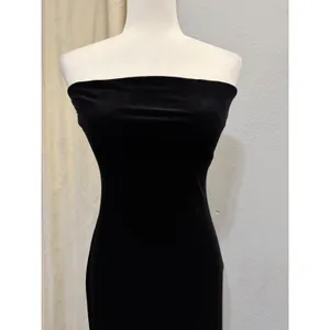 Misty Rose Black Velvet Strapless Maxi Dress M‎ Side Slit Bodycon Gothic Vampire thumbnail 7