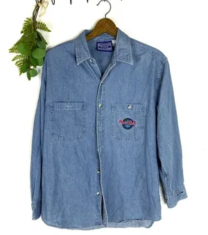 Vintage Hard Rock Cafe Dallas Denim Long Sleeve Button Down Shirt thumbnail 1