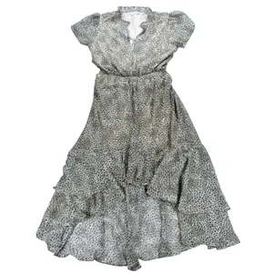 Lovestitch Leopard Print High Low Maxi Dress Brown Tan Smocked Waist Medium thumbnail 5