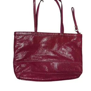 Coach Signature C Patent Leather Tote Bag Raspberry F15142 thumbnail 2