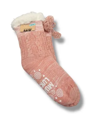 Muk Luks‎ NWT Cabin Socks Women's One Size Pink Cozy Fleece Lined Winter thumbnail 1