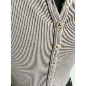 Brandy Melville John Galt Womens Top‎ Taupe Ribbed Button Up Zelly Y2K Cropped thumbnail 7
