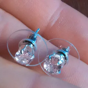 Simulated Pink Diamond Sterling Silver Stud Earrings thumbnail 1