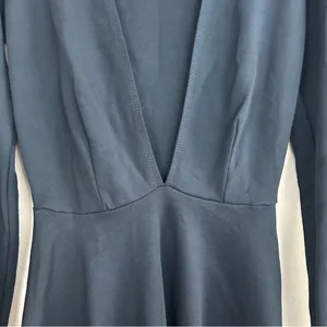 American Apparel Dark Blue Deep V-neck Long Sleeve Mini Fit & Flare Dress XS thumbnail 8