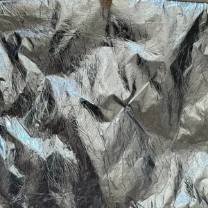 Vintage 50s Silver Metallic Foil Clutch Handbag Kiss Lock Chain Strap Purse Bag thumbnail 2