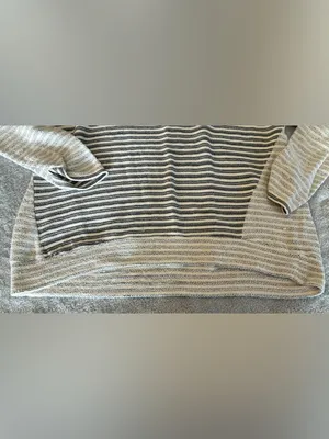 Women’s RETRO-ology Striped Crewneck Sweater - Gray & White Size 1X thumbnail 4