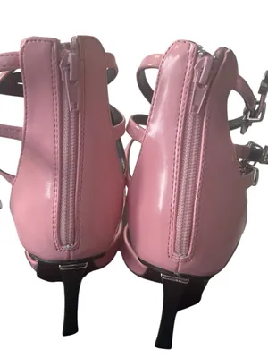 Liliana Pink Patent Pointed-Toe Strappy Heels thumbnail 7