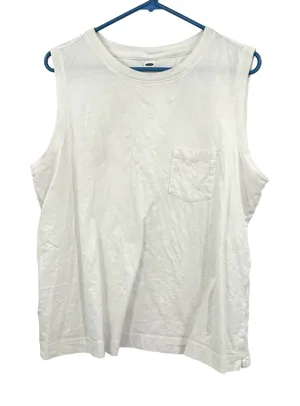 Old Navy Size Large Tank Top White Crew‎ Neck Pocket Solid Everyday Undershirt thumbnail 1
