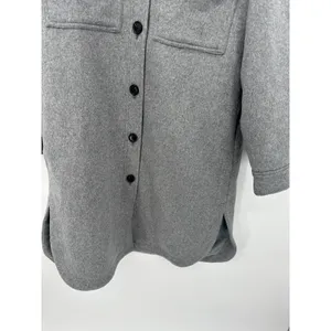LOFT Womens Heather gray Wool Blend Long Coat Size S‎ Pocket Winter Warm NWT thumbnail 3