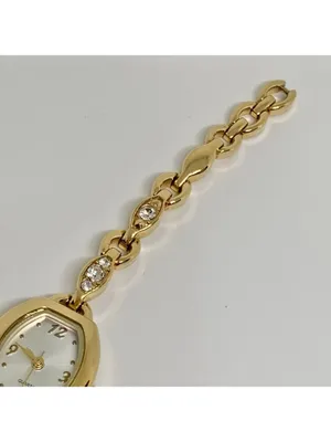 Avon gold tone women’s dress watch crystals 19mm quartz links up to 6.5” running thumbnail 4