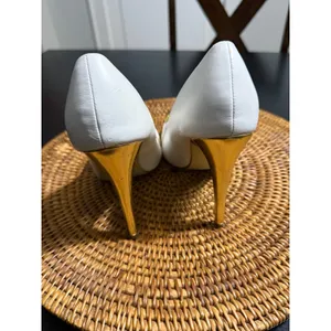 Liliana White Gold Flawless Flawless Lettering Pointed Toe Stiletto Pumps Heels thumbnail 3