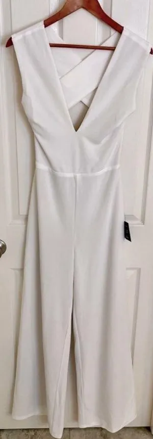 Lulus white cross back jumpsuit  thumbnail 1