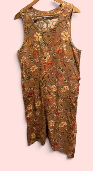 Cute nutmeg corduroy paisley granola girl cottagecore indie mod jumper dress 90s thumbnail 1