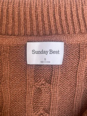 Aritzia Sunday Best Cable Knit Cropped Sweater Brown Luxury Capsule Wardrobe S thumbnail 4