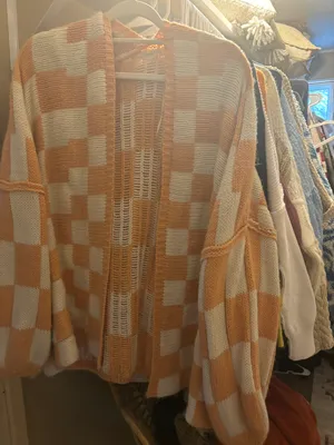 Checked Cardigan Shop Stevie Orange thumbnail 1
