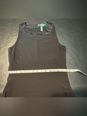 Lauren Ralph Lauren Classic Black Sleeveless Beaded Neck pleated Dress size 6 thumbnail 10