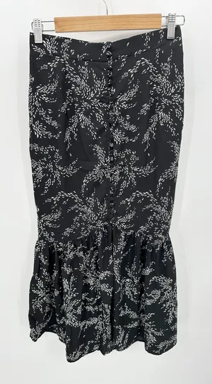 Entro Womens Black Button Front‎ Midi Skirt S Whimsigoth Fairy Boho Cottagecore thumbnail 1