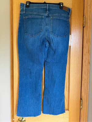 Madewell Cali Demi Boot Button Fly Jeans Blue Denim Raw Frayed Hem Size 31 thumbnail 3
