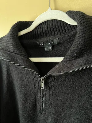 Sanctuary Black & White Striped Zip Pullover Sweater thumbnail 2
