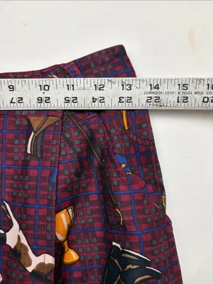vintage equestrian fox hunting small medium Burgundy Patterned Mid-Length Skirt thumbnail 7