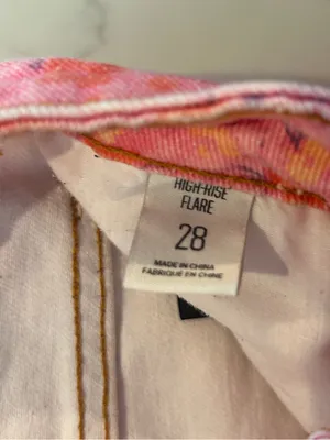 BDG Urban Outfitters Jeans Womens 28 Pink Rose High Rise Flare Floral Pants thumbnail 6