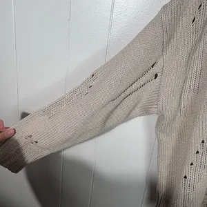 EE:Some Neutral Tan Distressed Ripped Oversized Sweater Top Medium M Relaxed thumbnail 2
