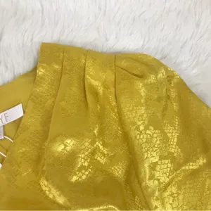 WAYF Yellow Gold Snake Print Long Sleeve Mini Dress Ruched Low Cut Large New‎ thumbnail 7