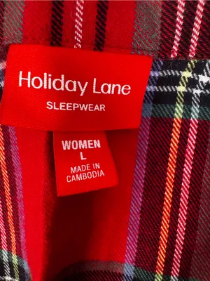 Red Plaid Flannel Pajama Set Size L thumbnail 6
