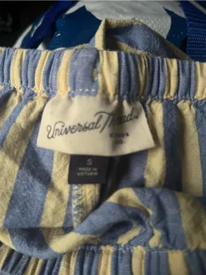 Universal Threads Blue Cream Stripe Pull On Midi Skirt Small Coastal Euro Summer Resort Vacation thumbnail 2