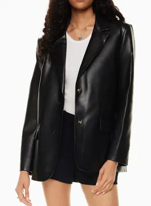 Aritzia - Wilfred Memories Black Leather Blazer thumbnail 1