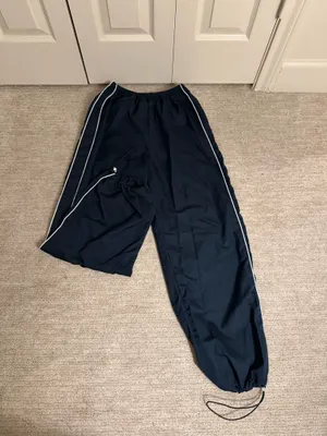 Navy Blue Track Pants with White Stripes Size XS thumbnail 3