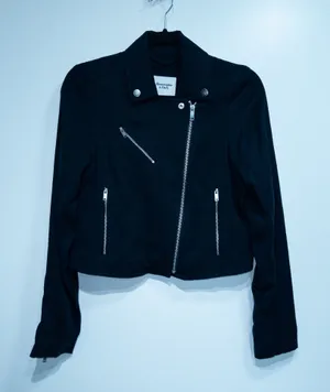 Abercrombie & Fitch Black Moto Lyocell Cropped Jacket Size XS thumbnail 1