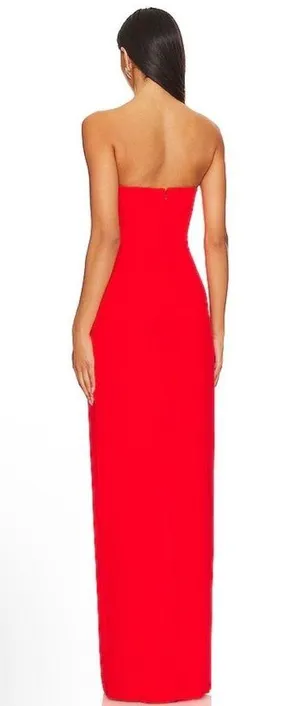 Amanda Uprichard X Revolve Wolfe Maxi Gown In Crimson Red Rosettes thumbnail 2
