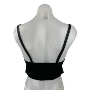 Zara Trafaluc Women's Black Faux Leather Vegan V Neck Cami Tank Crop Top Size L thumbnail 2