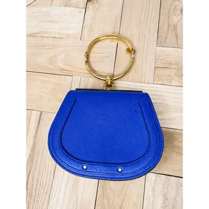 Chloé Nile Small Blue Leather Bracelet Handle Crossbody Bag thumbnail 3