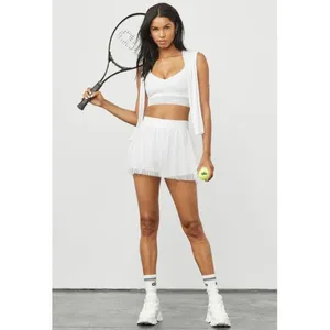 Alo Mesh Flirty Tennis Skirt White Sheer Transparent See-Through Pleated Skort thumbnail 5