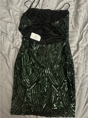 Windsor Mini Dress Black and Green thumbnail 5