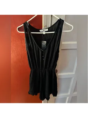 Abercrombie & Fitch Black Crochet Hem Sleeveless Romper thumbnail 6