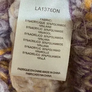 Molly Bracken Womens Striped Chunky Knit Wool Blend Sweater Purple Yellow M thumbnail 6