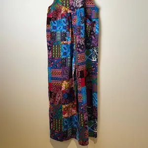 Incredible Retro Boho Multicolor Dopamine Dressing Patchwork 1970s Overalls Red Size M thumbnail 3