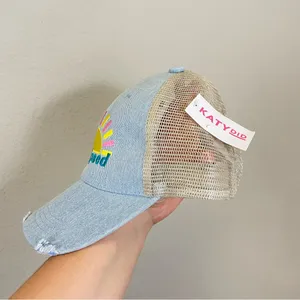Katydid Sunkissed Embroidered Denim Trucker‎ Hat NWT thumbnail 4