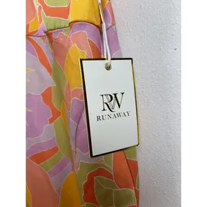 Runaway The Label Tammy Midi Dress S Floral Orange Yellow Satin Slit Retro New‎ thumbnail 5