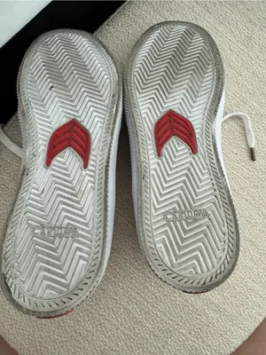 Patriotic Cariuma White Leather Sneakers with Red Logo and Navy Heel thumbnail 6